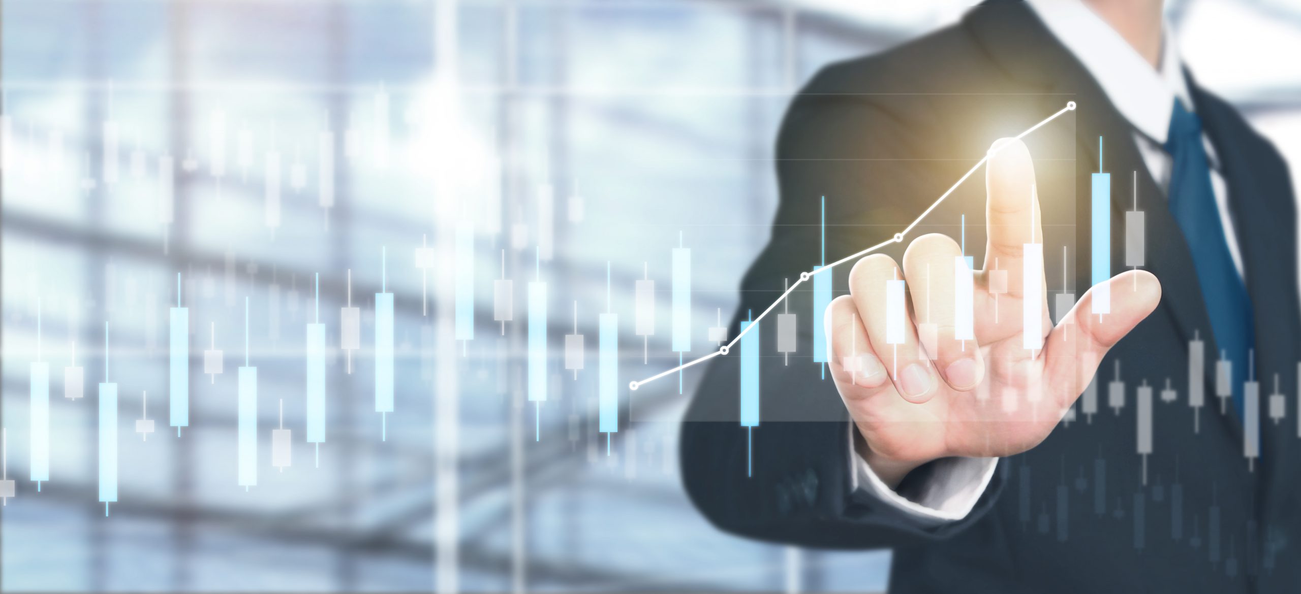 Businessman plan graph growth and increase of chart positive ind